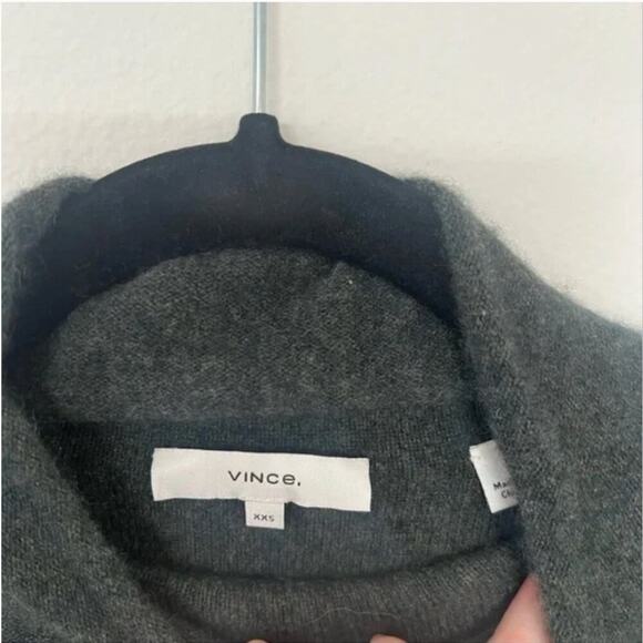 Vince Breton Stripe Turtleneck Cashmere Sweater In Heather Moss/ Coastal - Picture 6 of 12